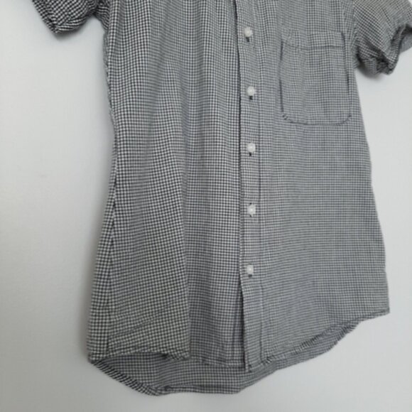 AMERICAN APPAREL Black & White Short Sleeve Gingham Button Down Shirt Top Sz XXS - Picture 6 of 11